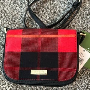 Kate Spade Newbury Lane Red Black Plaid Crossbody Purse